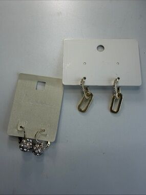 Gold Link Drop Earrings with Crystal Pavé Hoops - Women Jewelry